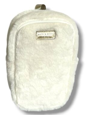 Bath & Body Works White Faux Fur Mini Backpack Crossbody Bag Plush-  Gift NWT